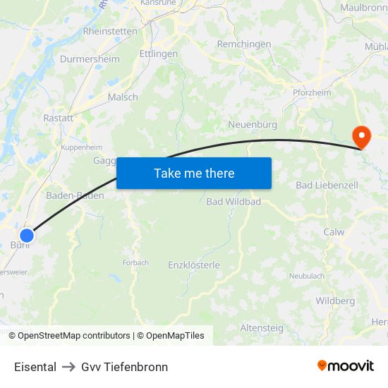 Eisental to Gvv Tiefenbronn map