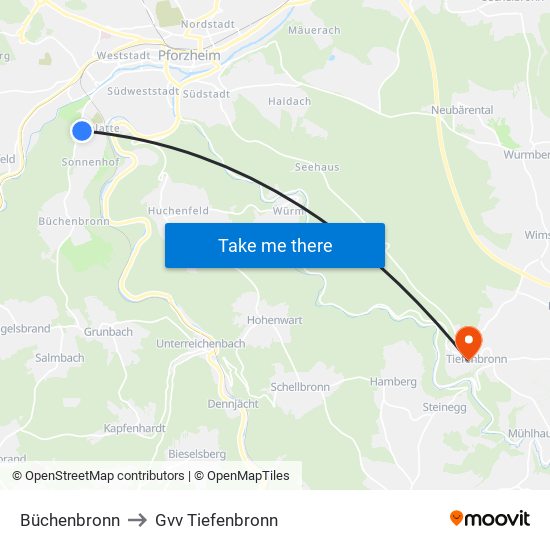 Büchenbronn to Gvv Tiefenbronn map