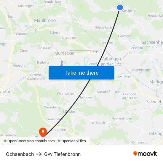 Ochsenbach to Gvv Tiefenbronn map