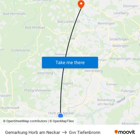 Gemarkung Horb am Neckar to Gvv Tiefenbronn map