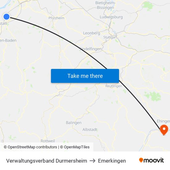 Verwaltungsverband Durmersheim to Emerkingen map