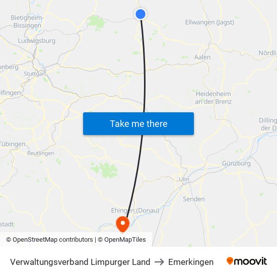 Verwaltungsverband Limpurger Land to Emerkingen map