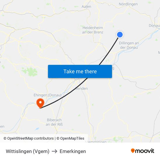 Wittislingen (Vgem) to Emerkingen map