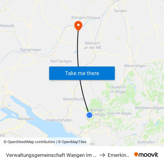Verwaltungsgemeinschaft Wangen Im Allgäu to Emerkingen map
