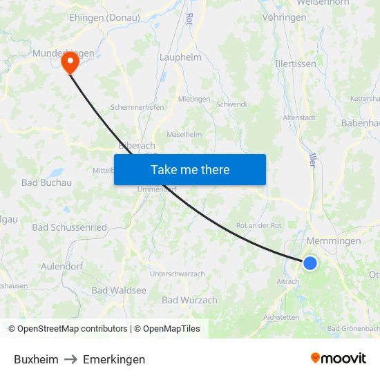 Buxheim to Emerkingen map