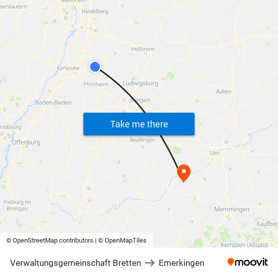 Verwaltungsgemeinschaft Bretten to Emerkingen map