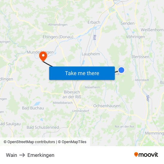 Wain to Emerkingen map