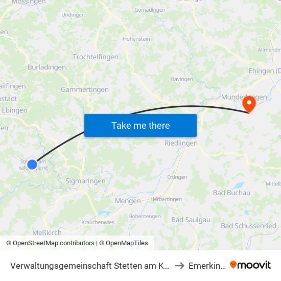 Verwaltungsgemeinschaft Stetten am Kalten Markt to Emerkingen map