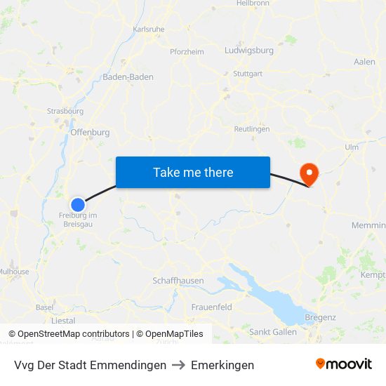 Vvg Der Stadt Emmendingen to Emerkingen map