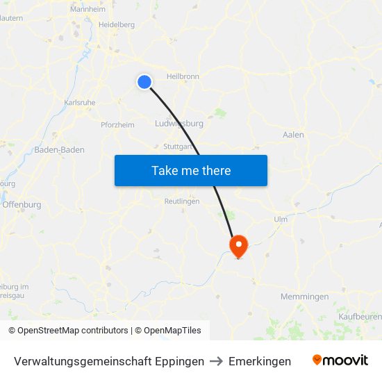 Verwaltungsgemeinschaft Eppingen to Emerkingen map