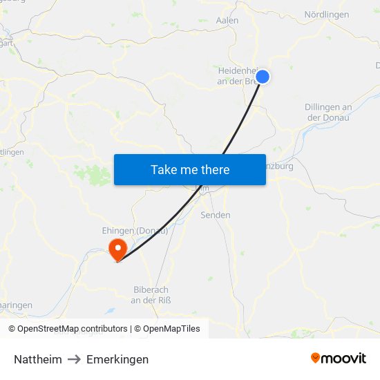 Nattheim to Emerkingen map