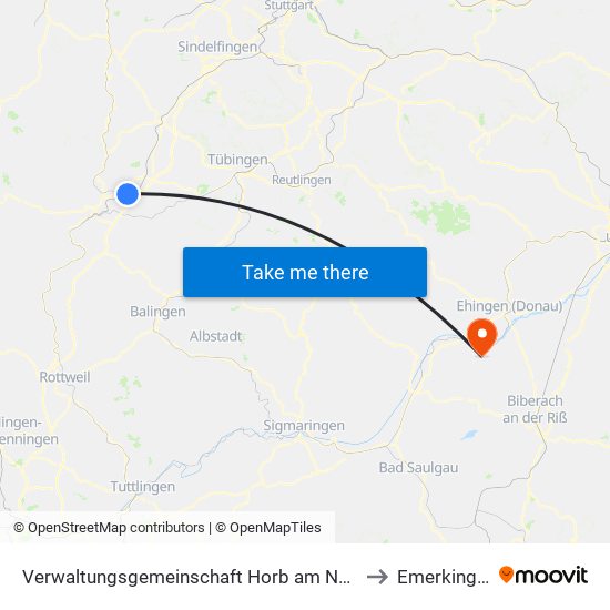 Verwaltungsgemeinschaft Horb am Neckar to Emerkingen map