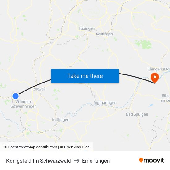 Königsfeld Im Schwarzwald to Emerkingen map