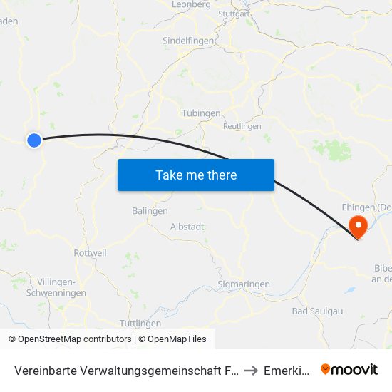 Vereinbarte Verwaltungsgemeinschaft Freudenstadt to Emerkingen map