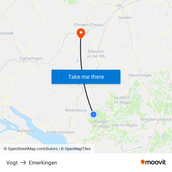 Vogt to Emerkingen map