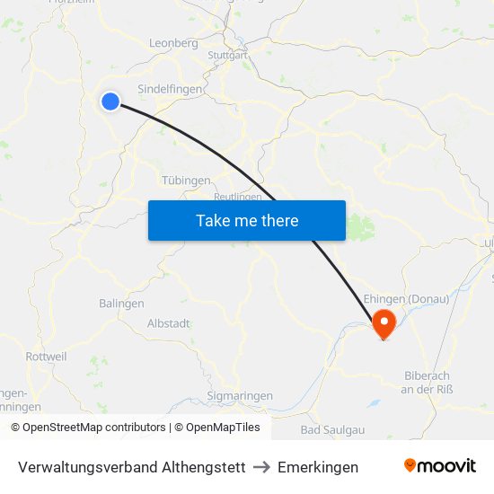 Verwaltungsverband Althengstett to Emerkingen map