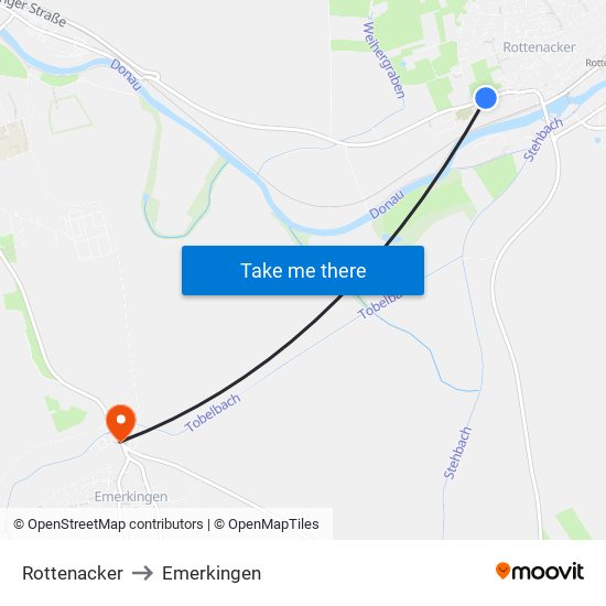 Rottenacker to Emerkingen map