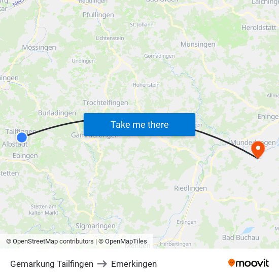 Gemarkung Tailfingen to Emerkingen map