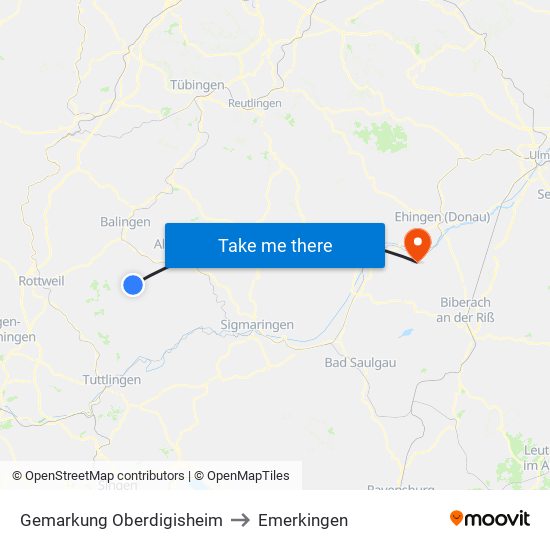 Gemarkung Oberdigisheim to Emerkingen map