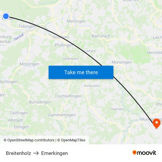 Breitenholz to Emerkingen map