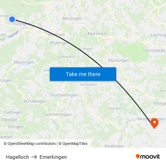 Hagelloch to Emerkingen map