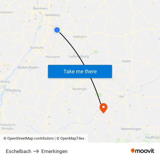 Eschelbach to Emerkingen map