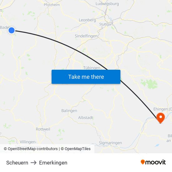 Scheuern to Emerkingen map