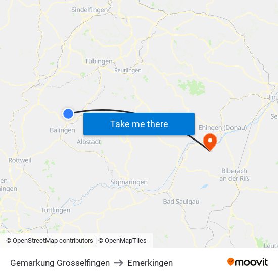 Gemarkung Grosselfingen to Emerkingen map