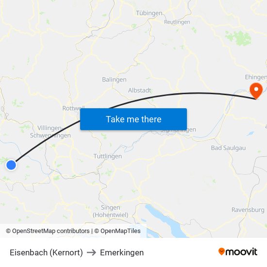 Eisenbach (Kernort) to Emerkingen map