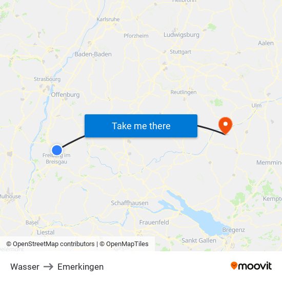 Wasser to Emerkingen map