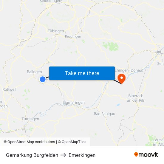 Gemarkung Burgfelden to Emerkingen map