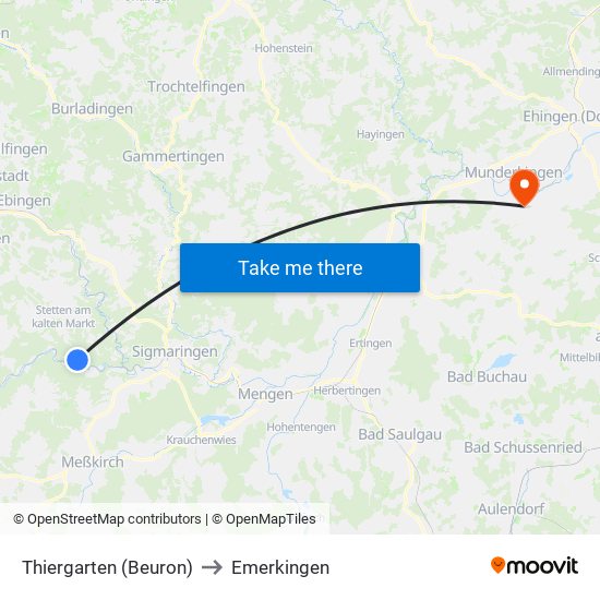 Thiergarten (Beuron) to Emerkingen map