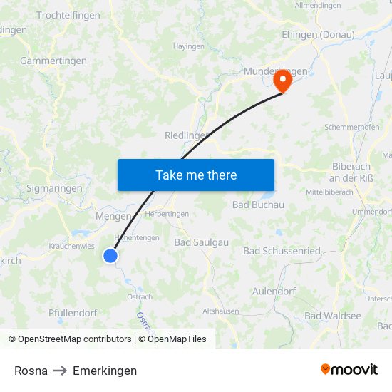 Rosna to Emerkingen map