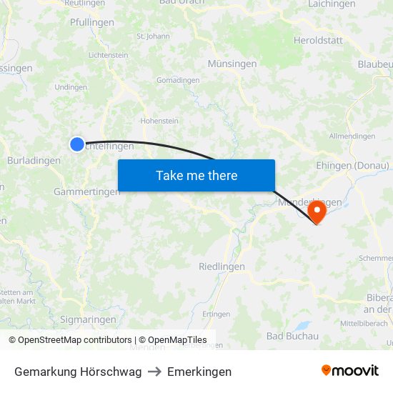 Gemarkung Hörschwag to Emerkingen map