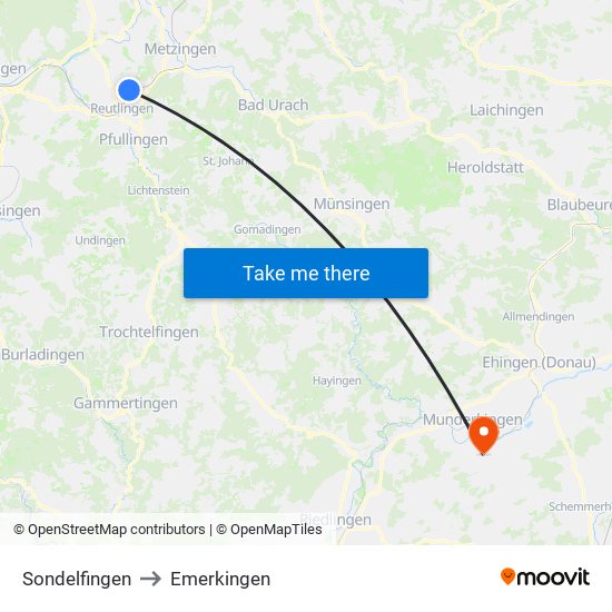 Sondelfingen to Emerkingen map