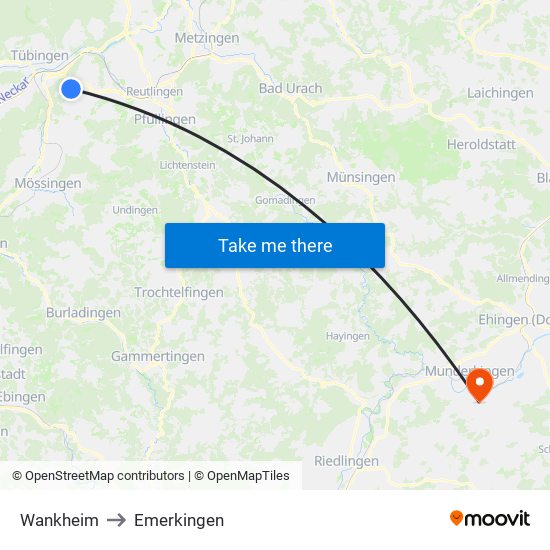 Wankheim to Emerkingen map
