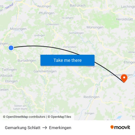Gemarkung Schlatt to Emerkingen map