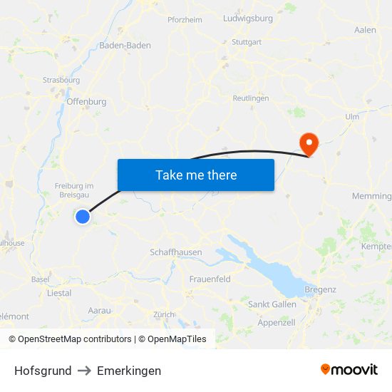 Hofsgrund to Emerkingen map