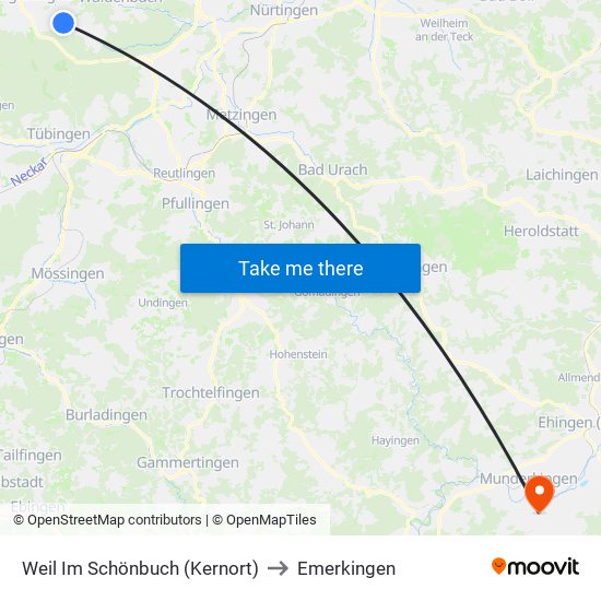 Weil Im Schönbuch (Kernort) to Emerkingen map