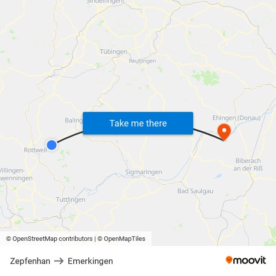 Zepfenhan to Emerkingen map