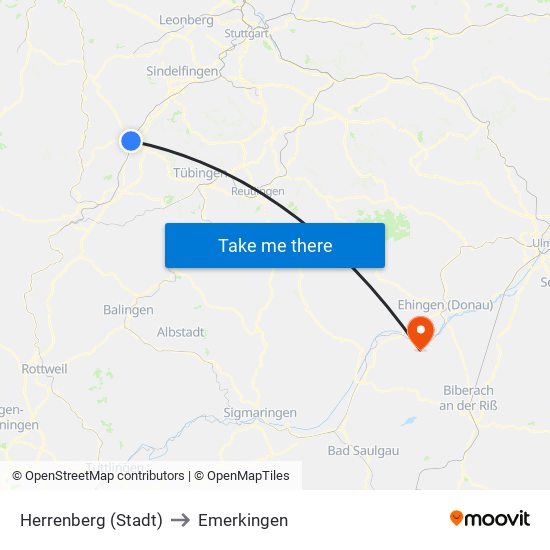 Herrenberg (Stadt) to Emerkingen map