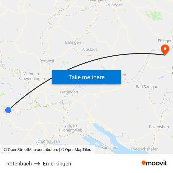 Rötenbach to Emerkingen map