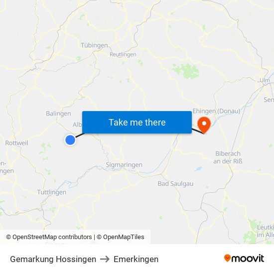 Gemarkung Hossingen to Emerkingen map