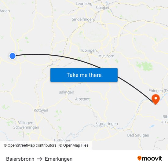 Baiersbronn to Emerkingen map