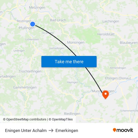 Eningen Unter Achalm to Emerkingen map