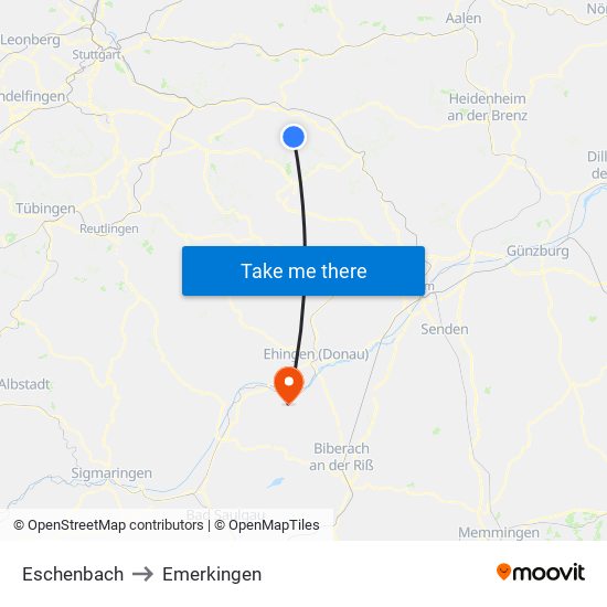 Eschenbach to Emerkingen map