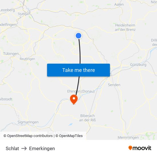 Schlat to Emerkingen map