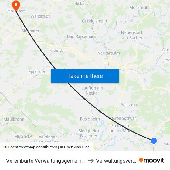 Vereinbarte Verwaltungsgemeinschaft Der Stadt Backnang to Verwaltungsverband Elsenztal map