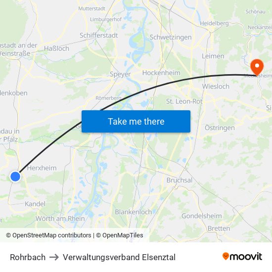 Rohrbach to Verwaltungsverband Elsenztal map