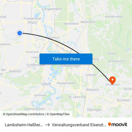 Lambsheim-Heßheim to Verwaltungsverband Elsenztal map